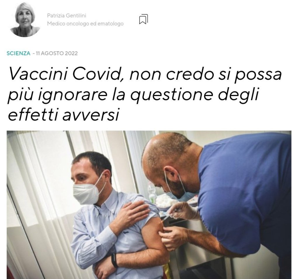 🚫 “VACCINI COVID, NON CREDO SI POSSA PIÙ IGNORARE LA QUESTIONE DEGLI EFFETTI&nbsp;AVVERSI”🚫
