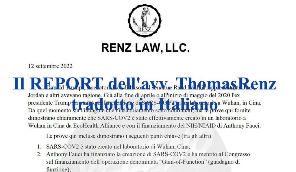 🆘️Report dell’avvocato T. RENZ: Ecco le prove che il virus è stato creato in laboratorio a&nbsp;Wuhan!🆘️