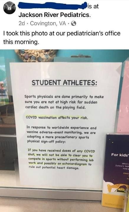 🛑 Uno studio medico pediatrico in Usa , non rilascia certificati di idoneità ad atleti vaccinati&nbsp;😵‍💫