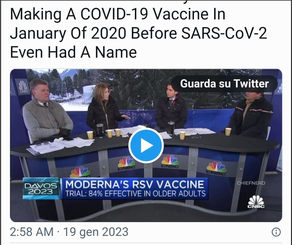🛑 Davos 2023 – Stephane Bancel ammette : Lavoravamo al vaccino covid19 da Gennaio&nbsp;2020!!!