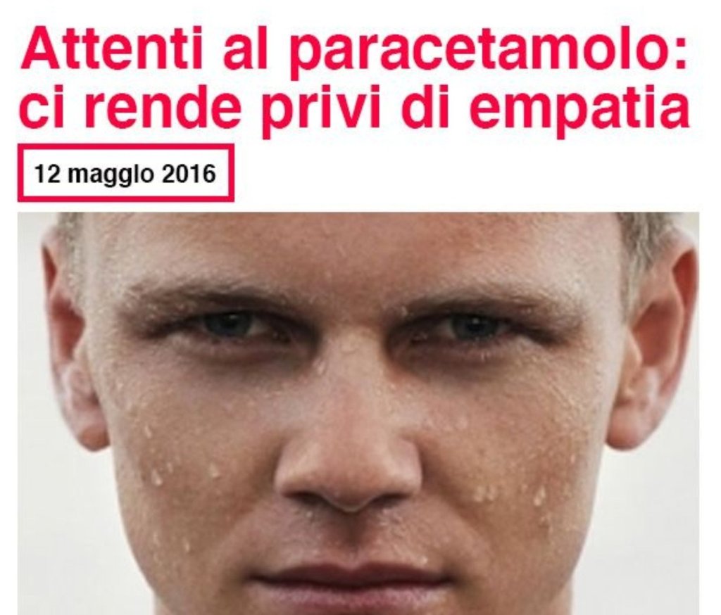 Attenti al paracetamolo:        ci rende privi di&nbsp;empatia❗