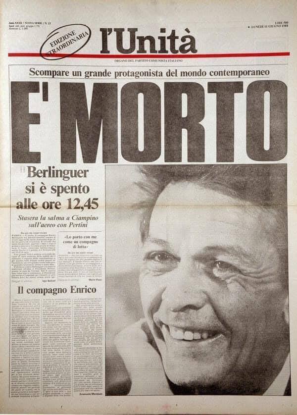 ‼️Lunedì 11 Giugno 1984: Moriva Enrico&nbsp;Berlinguer