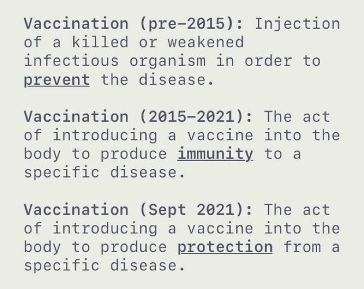 🚫 La definizione della parola vaccino ha dovuto essere cambiata per i “vaccini” Covid