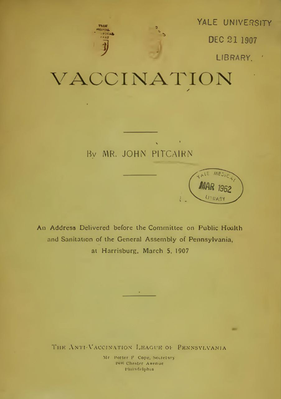 La Vaccinazione al Banchetto della Storia: Analisi Critica del Discorso di John Pitcairn del&nbsp;1907