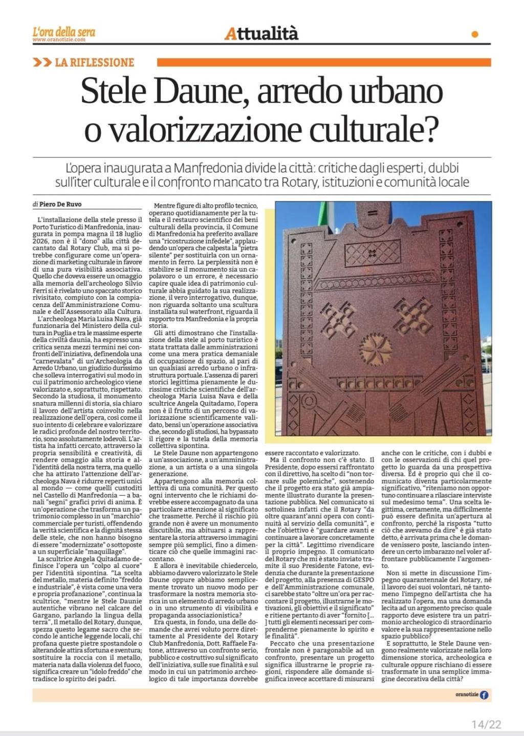 Stele Daune, arredo urbano o valorizzazione culturale?
